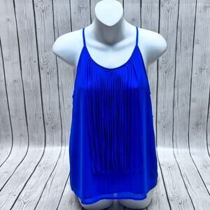 Nasoh (boutique) Blue Fringe Top Size Small